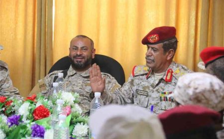 لجنة وزارة الدفاع برئاسة المفتش العام تناقش مع قائد محور الضالع إجراءات الإستلام والتسليم