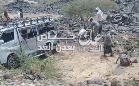 جرحى في حادث مروري مروع بنقيل العرقوب بمحافظة أبين
