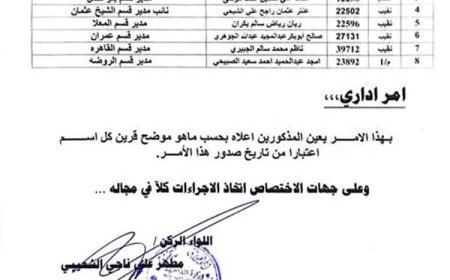 عاجل : مدير أمن عدن يصدر قرارات جديدة لتعيين مدراء أقسام الشرطة وتعزيز الأداء الأمني